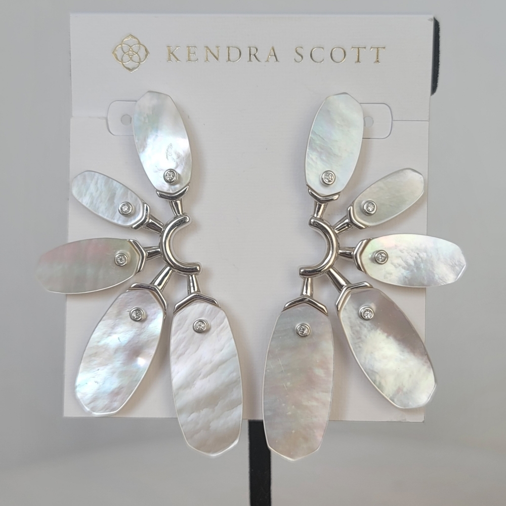 Kendra Scott Ashlyn Ivory Mother of Pearl Rhodium Large Statement Earrings